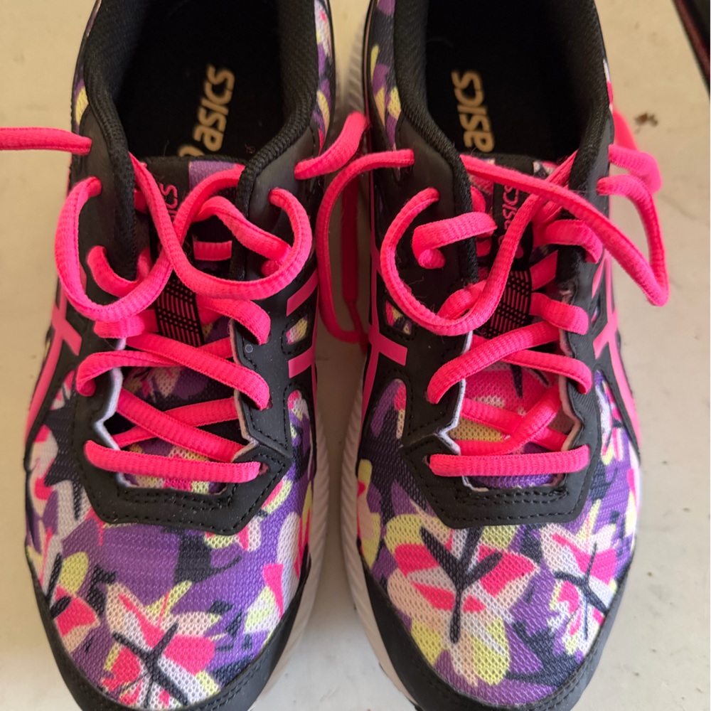 Asics Pink and Purple Athletic Sneakers girls size 6